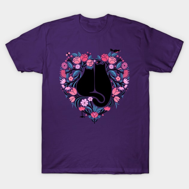 I Heart Cats and Flowers T-Shirt by littleclyde